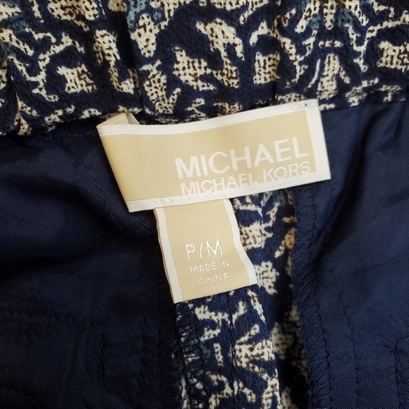 Michael kors navy blue print wide leg capri pants Size M - Picture 7 of 8